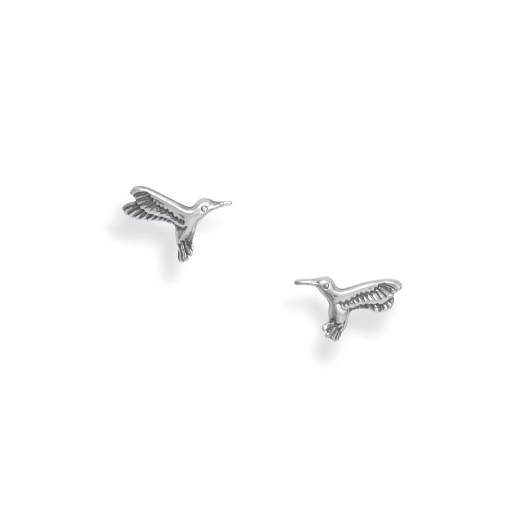Oxidized Hummingbird Stud Earrings