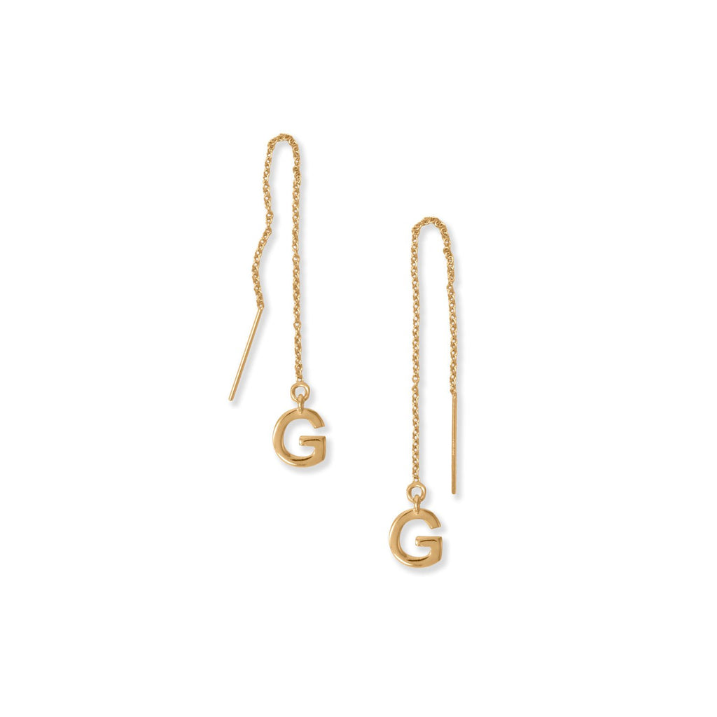 14 Karat Gold Plated "G" Initial Threader Earrings