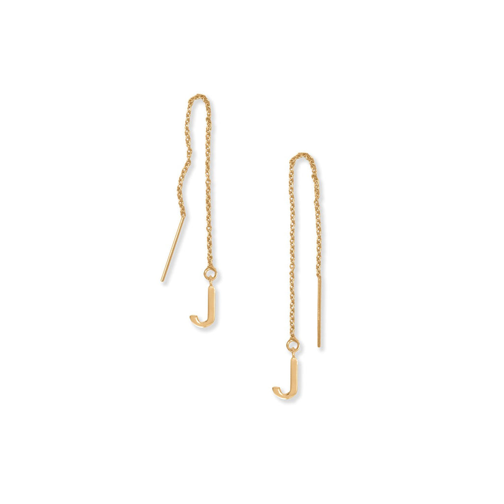 14 Karat Gold Plated "J" Initial Threader Earrings