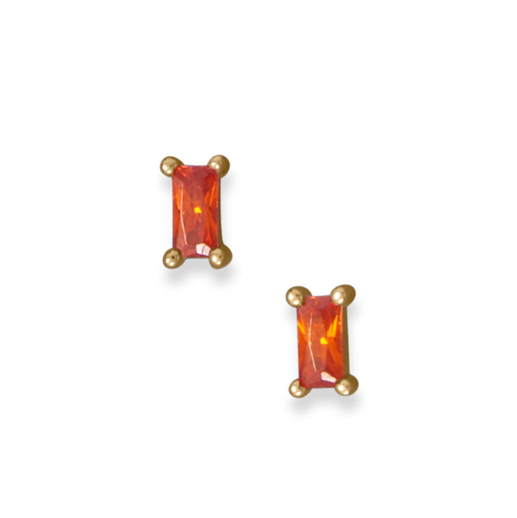 14 Karat Gold Plated Tangerine Baguette CZ Earrings