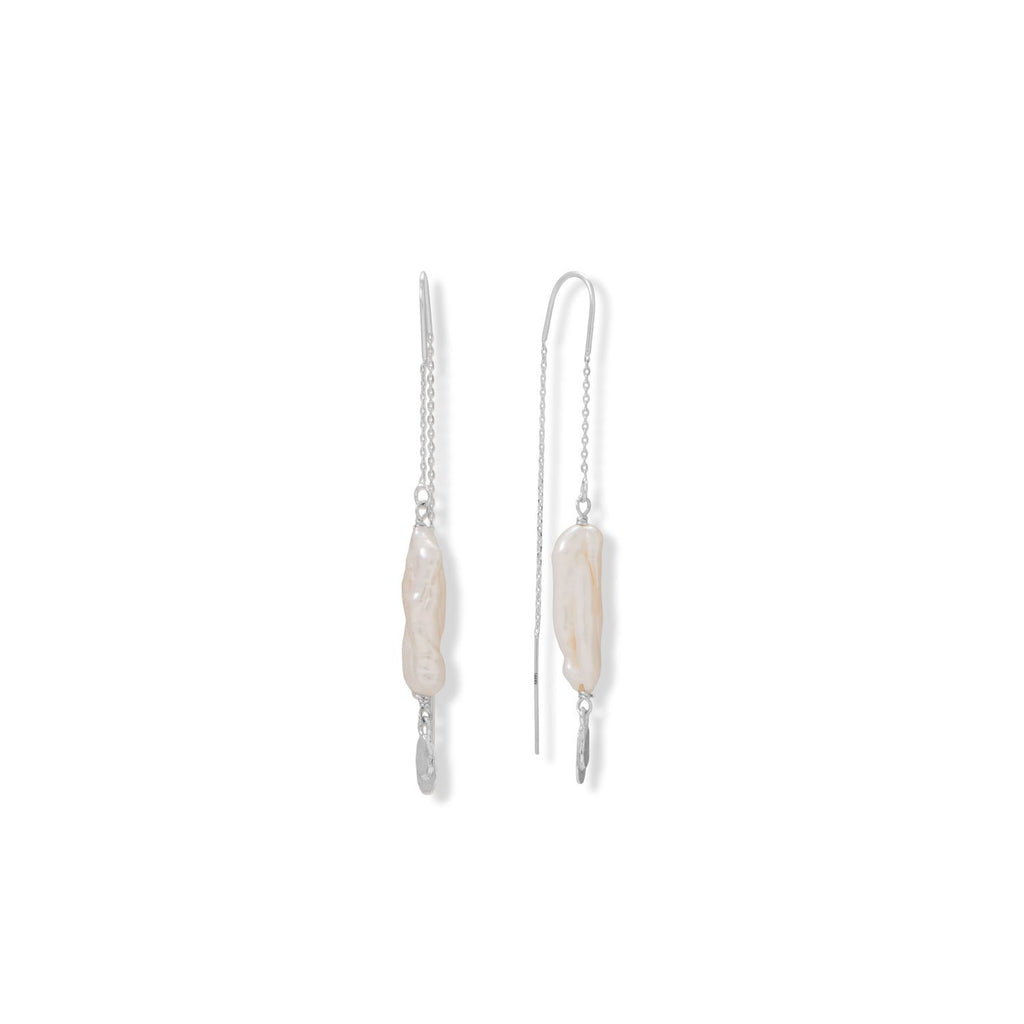 Stick Cultured Freshwater Pearl Threader Earrings
