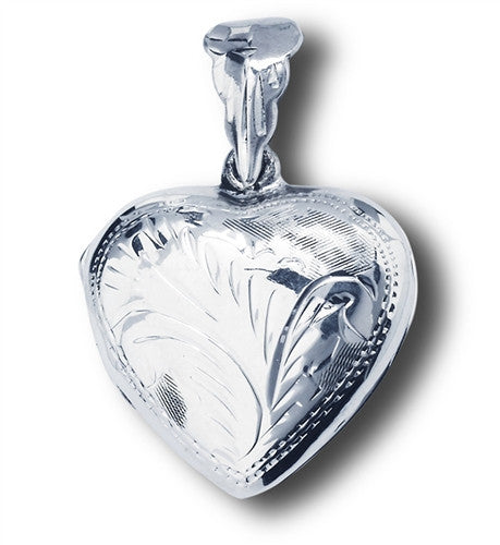 Sterling Silver Etched Heart Locket