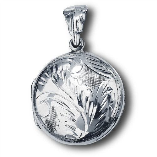 Sterling Silver Etched Round Locket