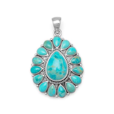 Sterling Silver Pear Shape Turquoise Pendant