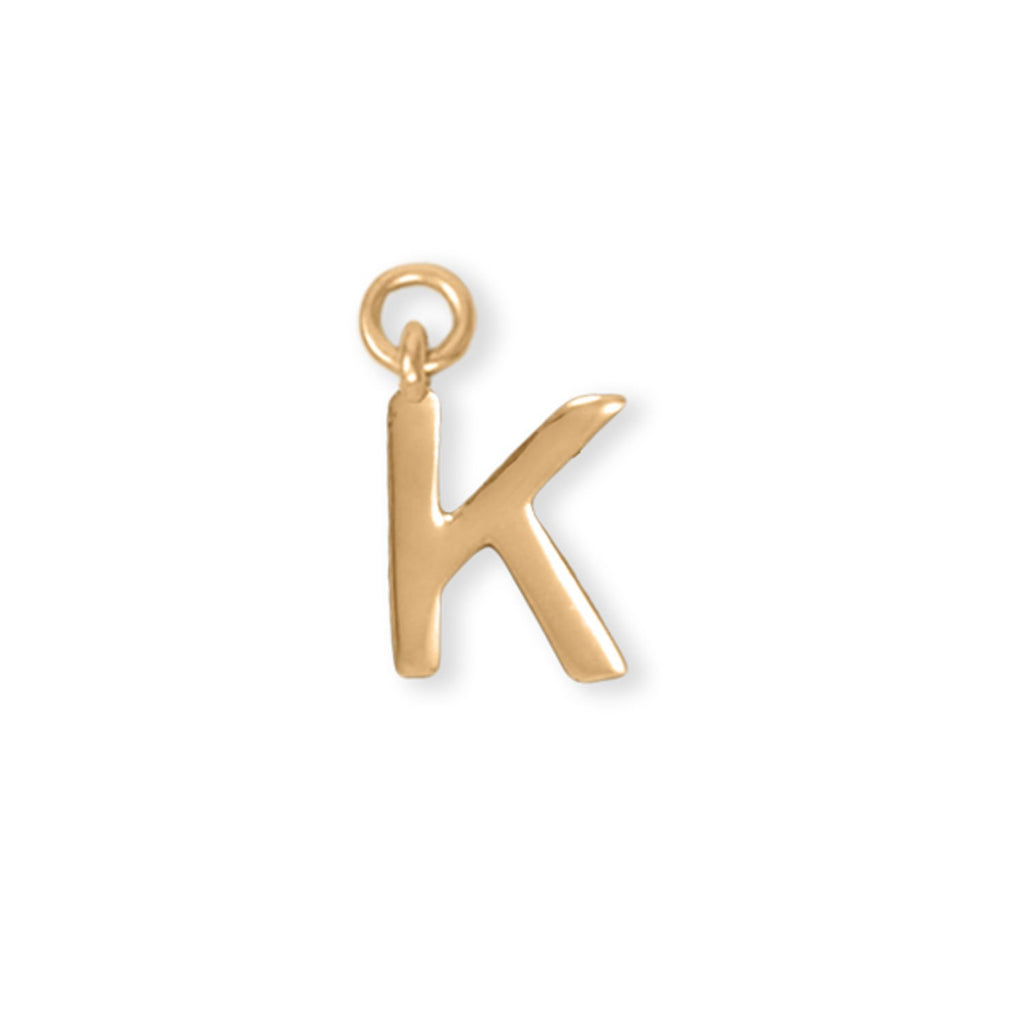 14 Karat Gold Plated Polished "K" Charm
