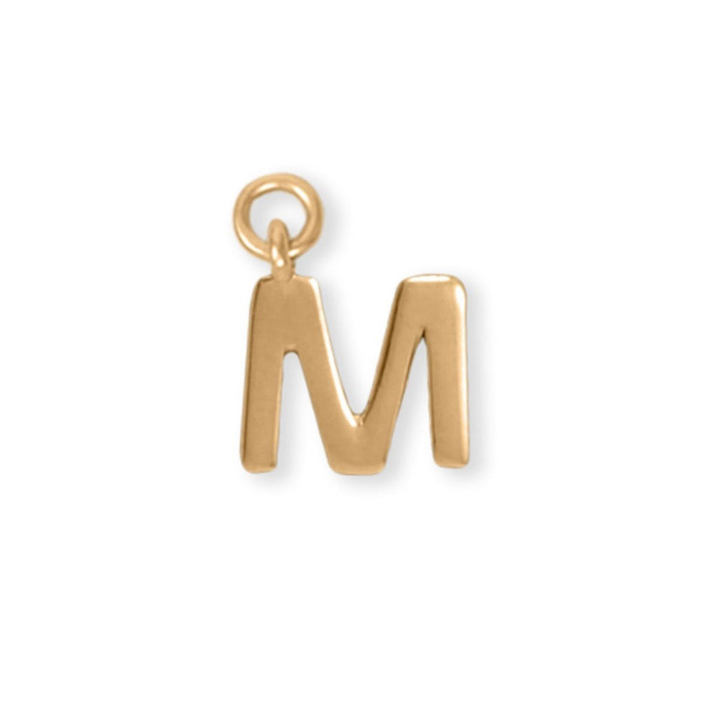 14 Karat Gold Plated Polished "M" Charm