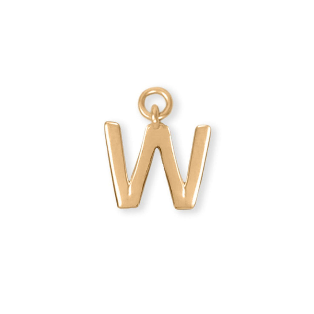 14 Karat Gold Plated Polished "W" Charm