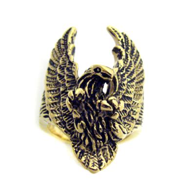Stainless Steel High Polish Gold Eagle Ring