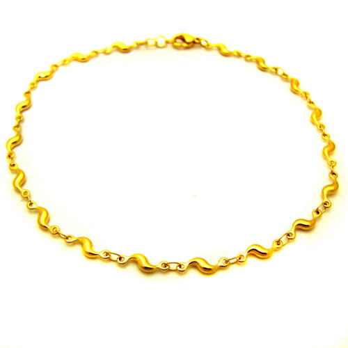 Stainless Steel Wavy Gold IP Ankle Bracelet