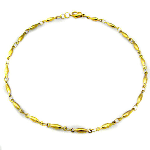 Stainless Steel Gold IP Long Rice Ankle Bracelet
