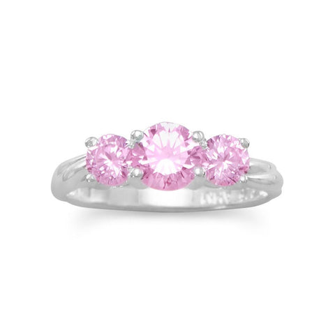 Pink and Pretty! Ring with 3 Pink CZs
