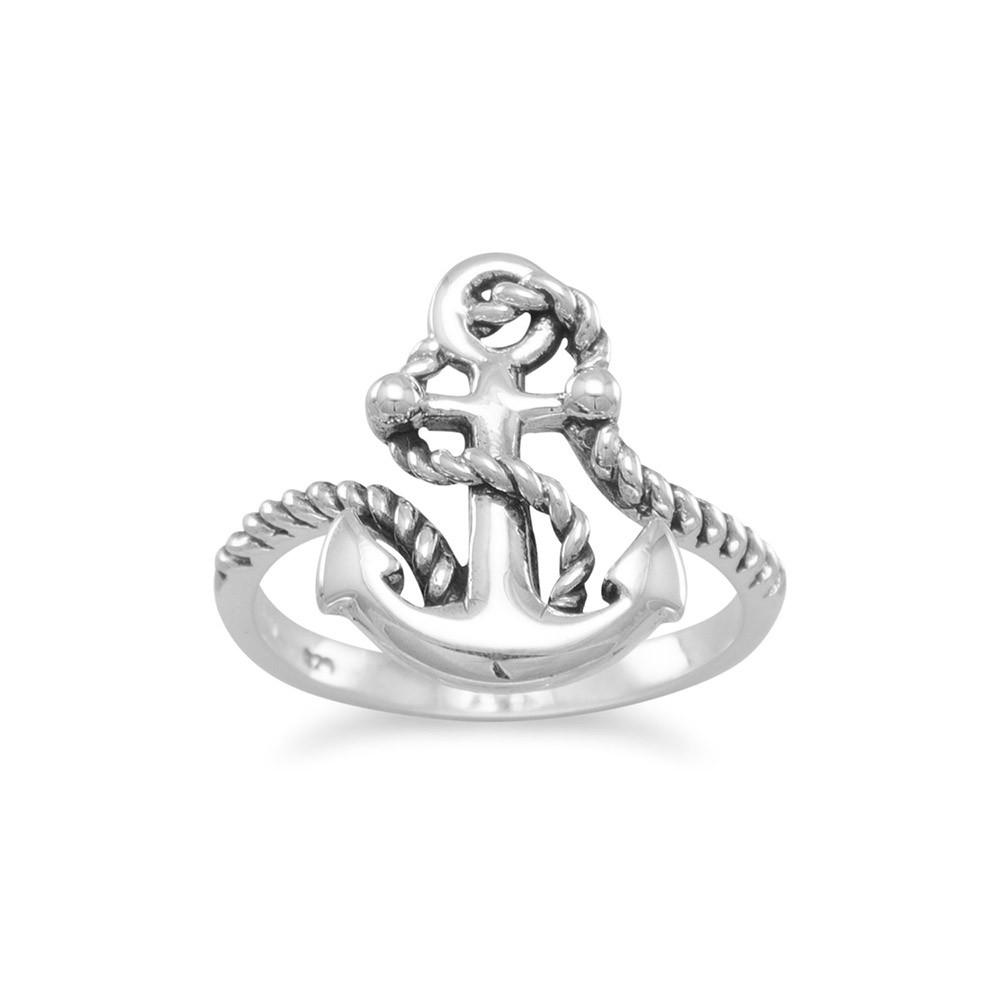 Oxidized Anchor Ring with Rope
