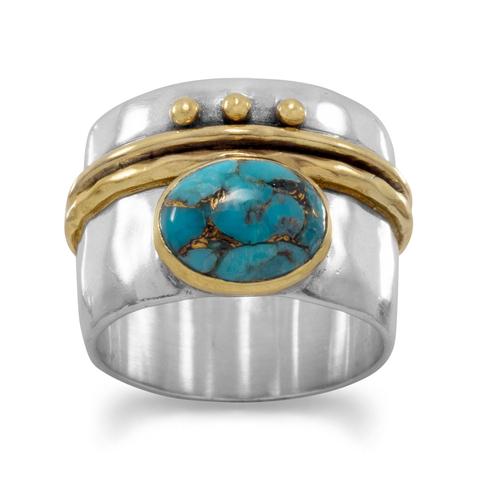 Sterling Silver Two Tone Turquoise Ring