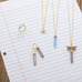 14 Karat Gold Plated Spike Pencil Cut Blue Chalcedony Necklace
