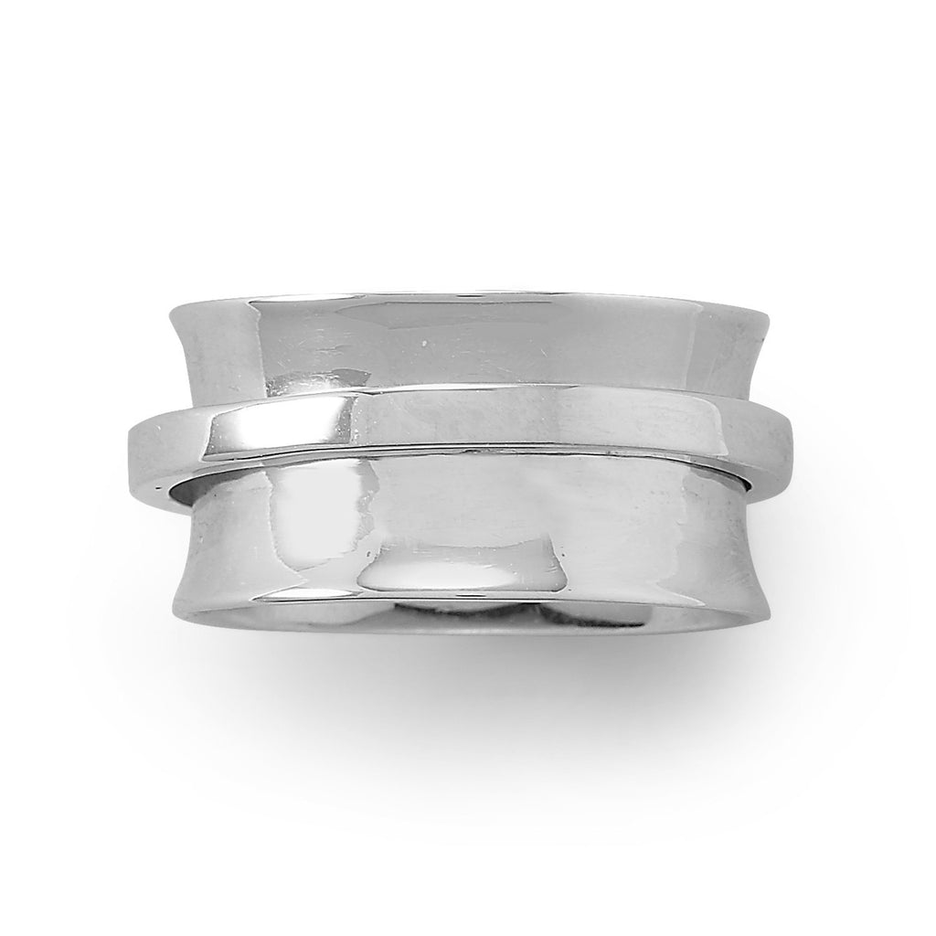 Rhodium Plated Polished Spin Ring