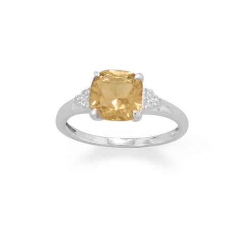 Sterling Silver Citrine and CZ Band