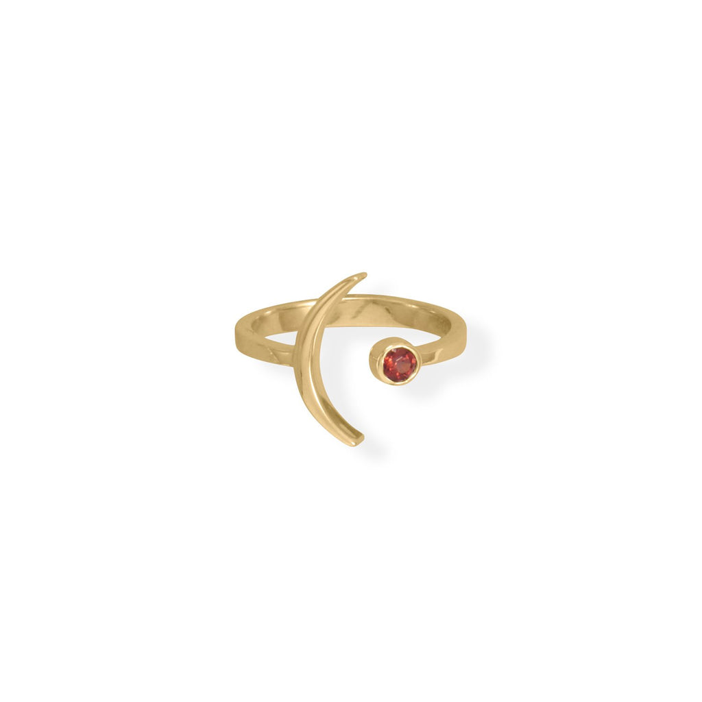 14 Karat Gold Plated Moon and Garnet Ring