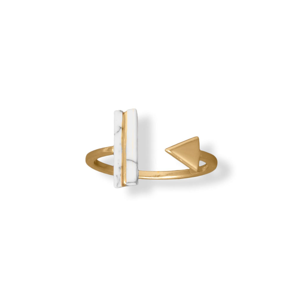 14 Karat Gold Plated Geometric Howlite Wrap Ring