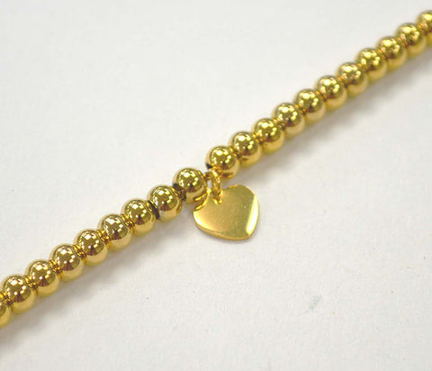 Stainless Steel Bead Bracelet with Heart