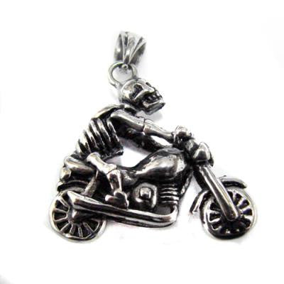 Stainless Steel Skull Motorcycle Pendant