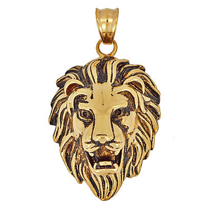 Stainless Steel Lion Head Gold Pendant Necklace