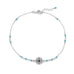 9.25"+.75" Blue Beaded Anklet with Compass Charm