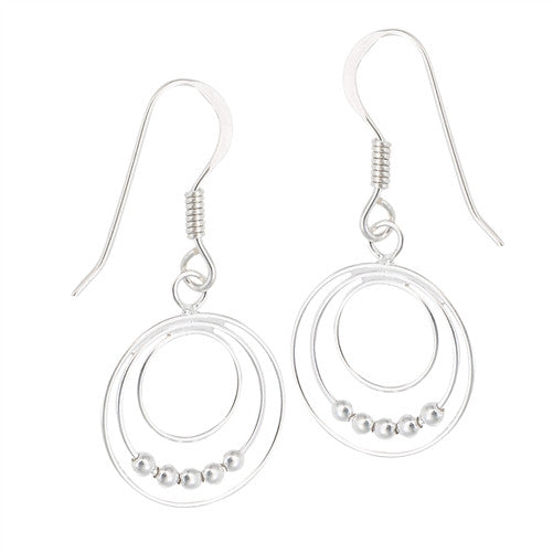 Sterling Silver Triple Circle with Beads Earrings