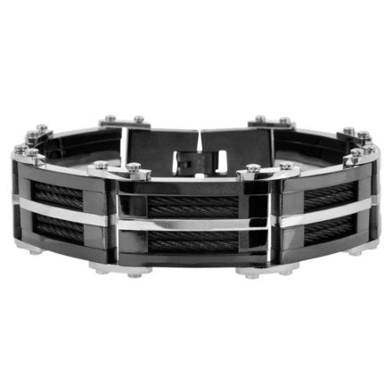 Stainless Steel Matte & Polished IP Black Bracelet