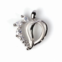Sterling Silver CZ Pendant - Heart