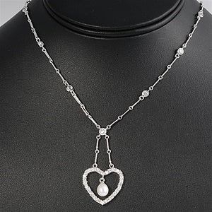 Sterling Silver Heart Necklace with CZ