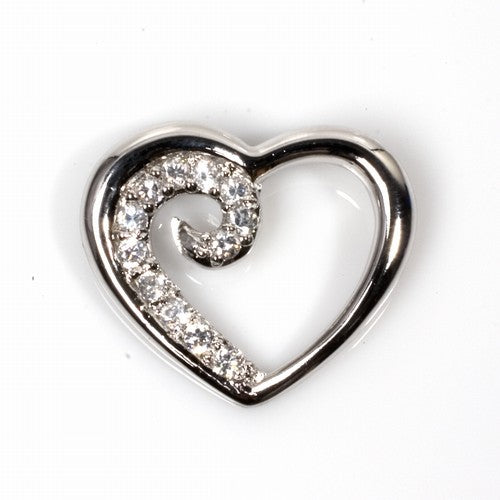 Sterling Silver Heart Pendant Necklace with CZ - Matador Diamond