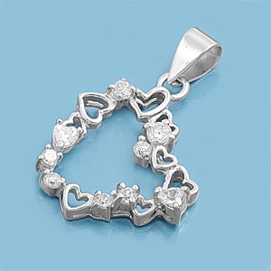 Sterling Silver CZ Heart Pendant Necklace