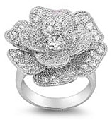 Sterling Silver CZ Rose Ring