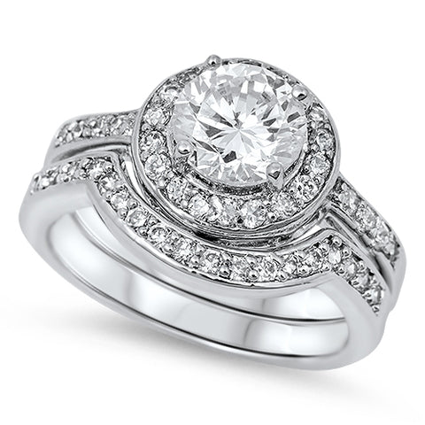 Sterling Silver Wedding Ring W/Clear CZ