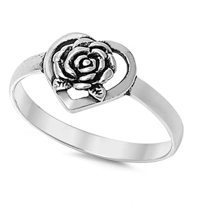 Sterling Silver Rose Heart Ring