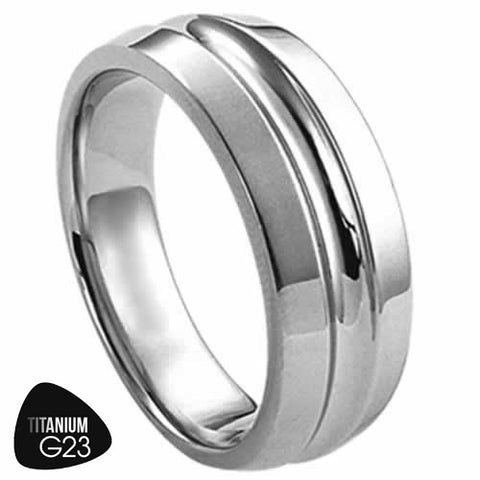 Titanium Ring with Groove in the Center