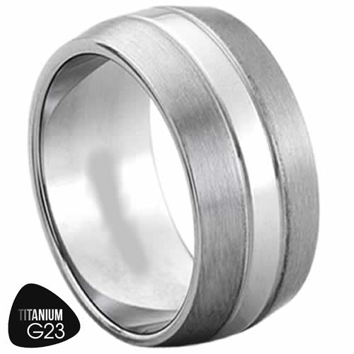 Titanium Ring with a Matte Finish & Strip in Middle