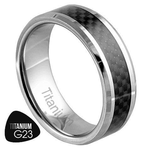 Titanium Ring with Carbon Fiber Film