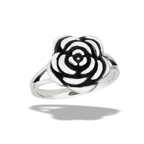 Sterling Silver Classic Rose Ring With Double Shank