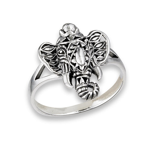 Sterling Silver Filigree Ganesha Elephant Ring