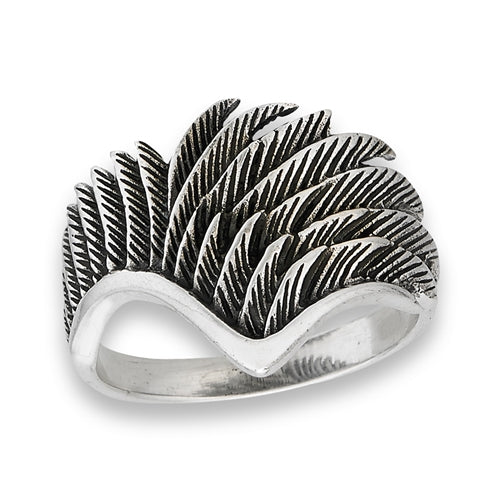 Sterling Silver Detailed Wing Ring