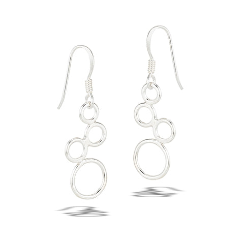 Sterling Silver Triple Dangle Braided Hoops Earrings