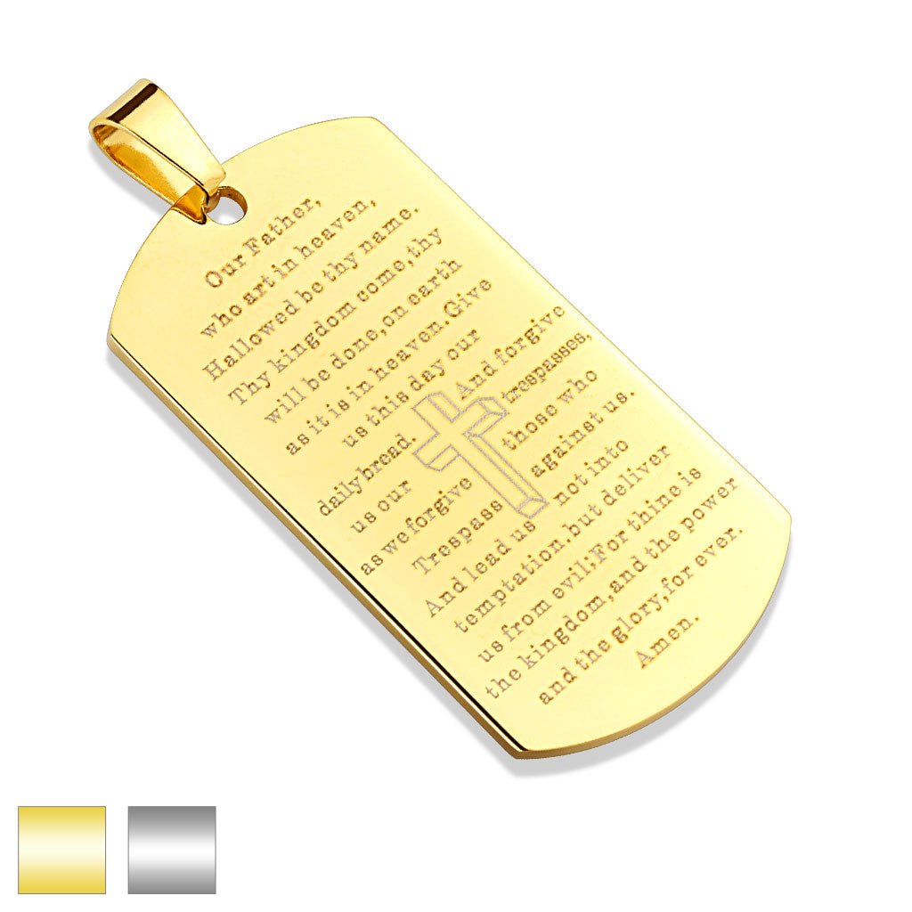 Stainless Steel Lord's Prayer Dog Tag Pendant