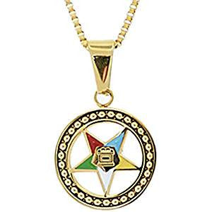 Stainless Steel Eastern Star Pendant Necklace-Gold
