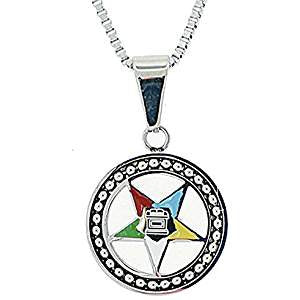 Stainless Steel Eastern Star Pendant Necklace-Silver