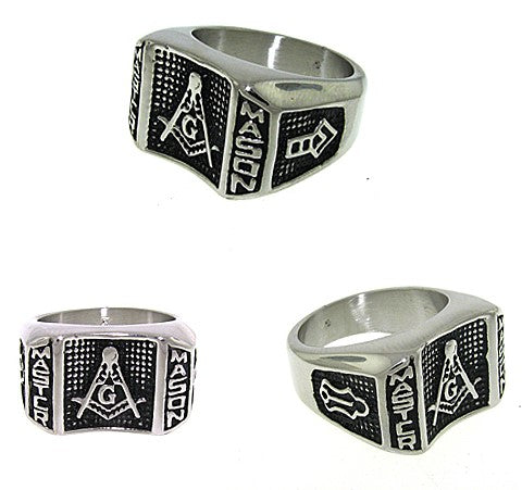 Stainless Steel Masonic Ring - Matador Diamond