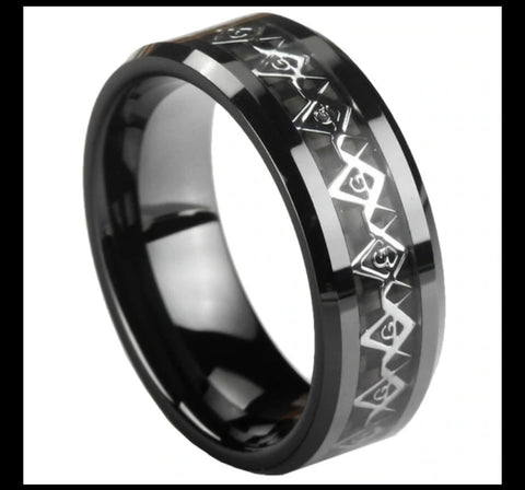 RM4897Stainless Steel Black Mason Ring