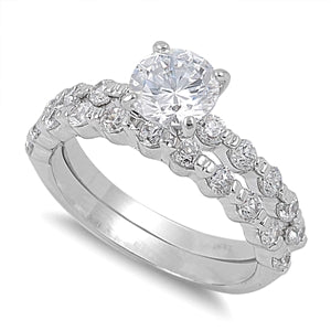 Stainless Steel Wedding Ring with Clear CZ