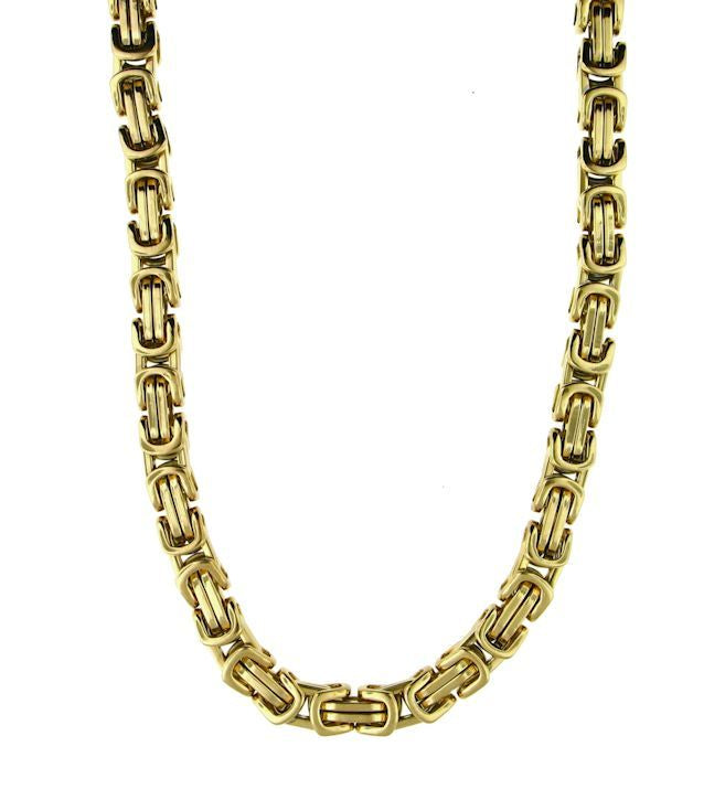 Stainless Steel Gold Byzantine Bracelet & Necklace