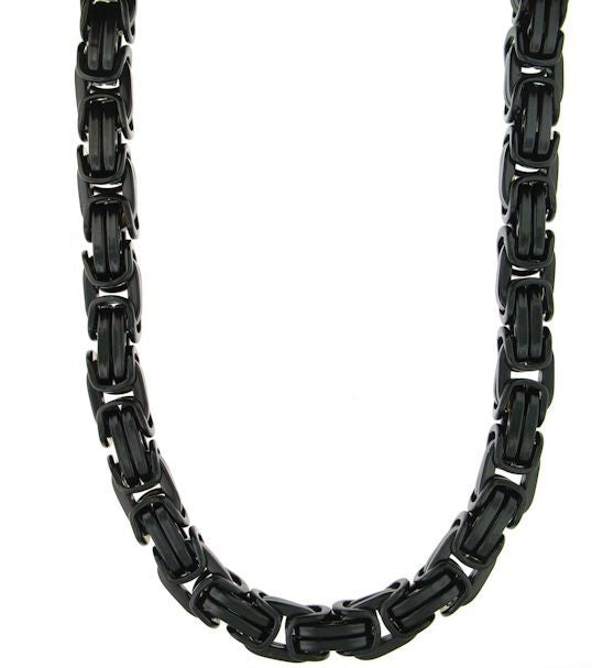 Black Stainless Steel Byzantine Bracelet